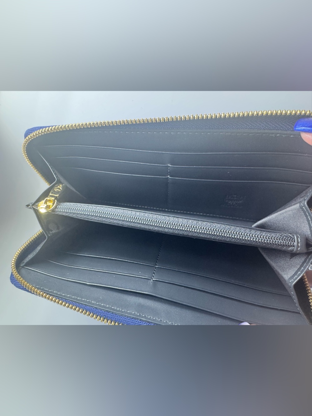 MCM Long Wallet Zip Blue Croc Leather Gold Hardware Continental Wallet Authentic - Picture 9 of 14